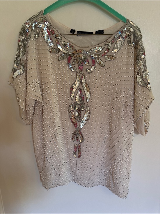 Metamorphosis Tops - Vintage Metamorphosis 100% Pure Silk Beaded Sequin Top - Size M